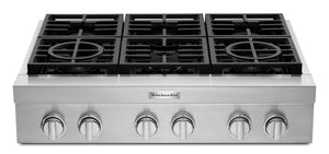 KitchenAid 36'' 6-Burner Commercial-Style Gas Range Top - KCGC506JSS