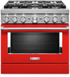 KitchenAid 5.1 Cu. Ft. Smart Gas Range with Self-Clean - Passion Red - KFGC506JPA