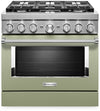 KitchenAid 5.1 Cu. Ft. Smart Dual Fuel Range with Self-Clean - Avocado Cream - KFDC506JAV