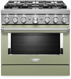 KitchenAid 5.1 Cu. Ft. Smart Dual Fuel Range with Self-Clean - Avocado Cream - KFDC506JAV