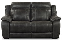 Novo Leather-Look Fabric Loveseat - Grey 