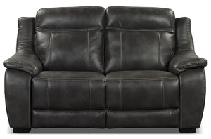 Novo Leather-Look Fabric Loveseat - Grey