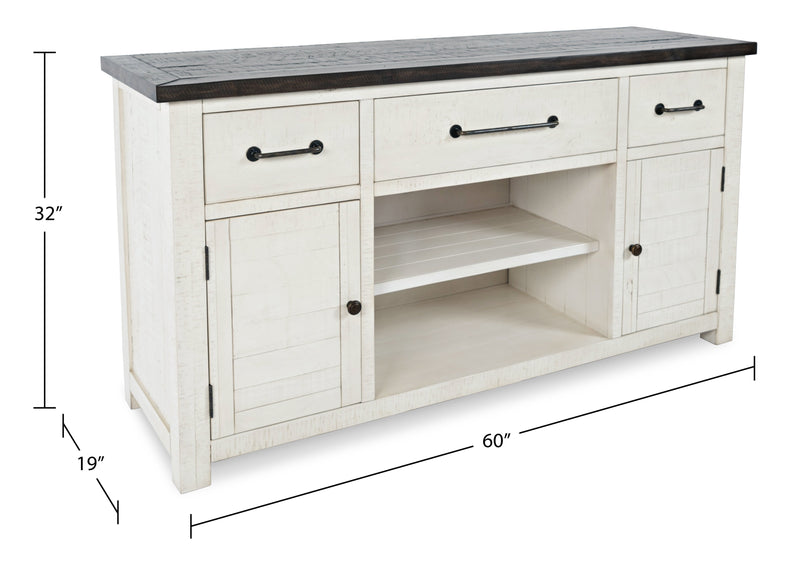 Madison 60\" Rustic TV Stand with Storage and Cable Management for TVs up to 65\"- White