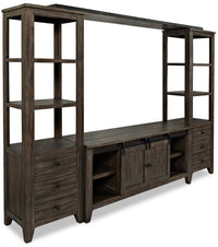 Madison Rustic 4-Piece Wall Unit Entertainment Centre with Storage and Cable Management for TVs up to 65