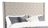 Madrid Upholstered Wingback Headboard in Taupe Fabric, Button Tufted - King Size