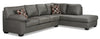 Made in Canada Morty 2-Piece Right-Facing Leather-Look Fabric Sofa Bed Sectional with Accent Pillows - Grey