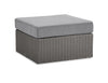 Morris Large Outdoor Patio Ottoman - Hand-Woven Resin Wicker, Olefin Fabric, UV & Weather Resistant - Grey