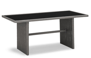 Morris Dining Height Outdoor Patio Table - Hand-Woven Resin Wicker, Glass, UV & Weather Resistant - Grey