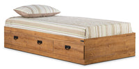 Driftwood Mates Bed with 3-Drawer Storage for Kids, Brown - Twin Size 