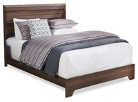 Olivia Panel Bed with Headboard & Frame, Made in Canada, Brown/Grey - Queen Size