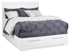 Olivia Platform Storage Bed with Headboard & Frame, Made in Canada, White - Full Size