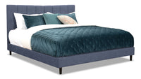 Paseo Upholstered Platform Bed in Navy Fabric - King Size 