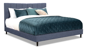 Paseo Upholstered Platform Bed in Navy Fabric - King Size