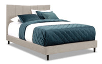 Paseo Upholstered Platform Bed in Taupe Fabric - Queen Size 