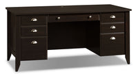 Shoal Creek Executive Office Desk with 7-Drawers - Dark Brown