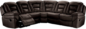 Leo 5-Piece Faux Leather Reclining Sectional - Walnut Brown