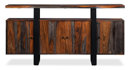 Bowery Dining Server with Storage & Shelf, Sheesham Wood, Metal, 69"W - Brown 