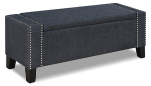 Milan Linen-Look Fabric Storage Ottoman - Grey