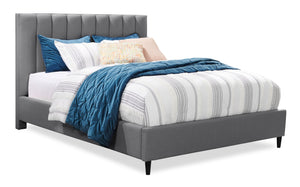 Kort & Co. Rain Upholstered Platform Bed in Grey Fabric, Tufted - King Size