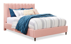 Kort & Co. Rain Upholstered Platform Bed in Pink Fabric, Tufted - Full Size
