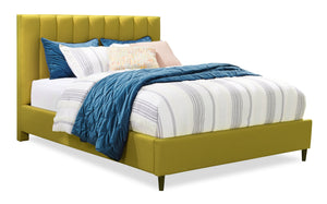 Kort & Co. Rain Upholstered Platform Bed in Green Fabric, Tufted - Full Size