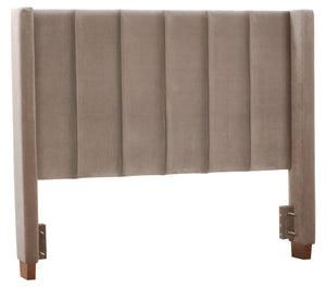 Reid Upholstered Wingback Headboard in Grey Velvet Fabric, Tufted - Queen Size