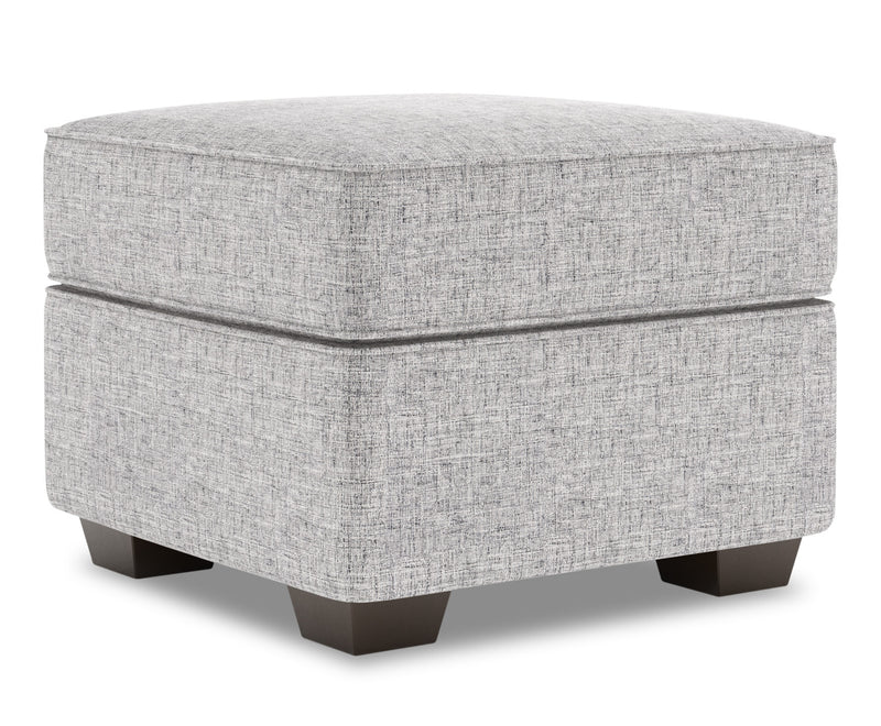 Made in Canada Customizable Sofa Lab Roll 24\" Linen-Look Fabric Ottoman - Luna Domino Grey