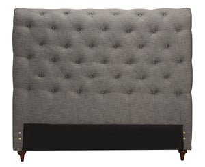 Roma Upholstered Headboard in Grey Linen-Look Fabric, Button Tufted - Queen Size