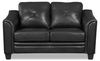 Andi Leather-Look Fabric Loveseat - Black 