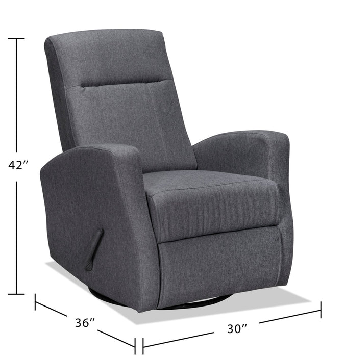 Nyla 30\" Linen-Look Fabric Swivel Rocker Reclining Chair - Grey