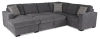 Legend 3-Piece Left-Facing Chenille Sleeper Sectional Sofa - Pepper 