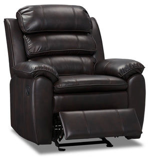Adam Leather-Look Fabric Glider Recliner - Brown