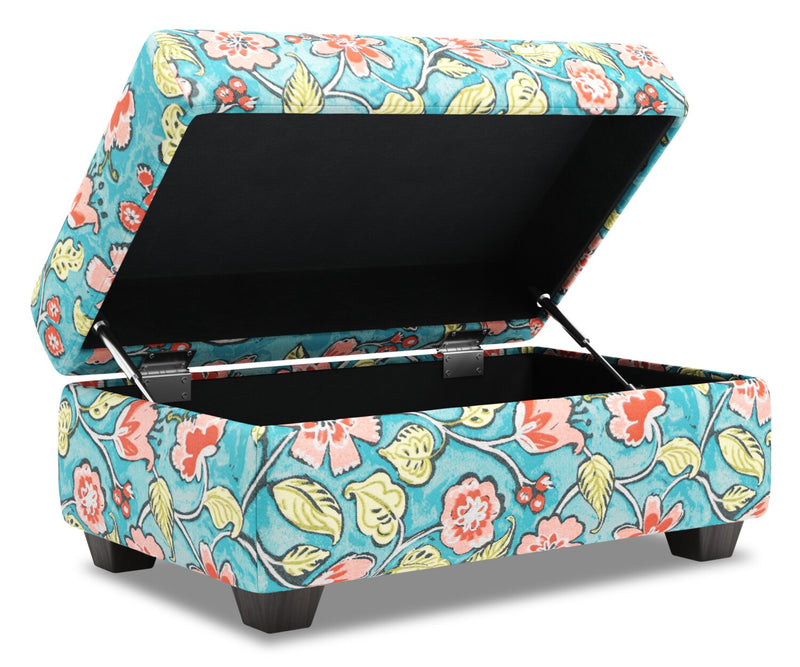 Made in Canada Customizable Sofa Lab The Trunk 39\" Fabric Storage Ottoman - Malibu Multicolour