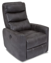 Quinn Leather-Look Fabric Swivel Rocker Power Recliner - Grey 