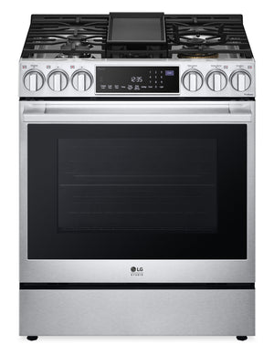 LG Studio 6.3 Cu. Ft. Smart Gas Range with Instaview & Air Fry - Smudge Proof Stainless Steel - LSGS6338F