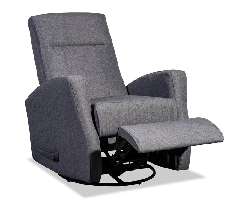 Nyla 30\" Linen-Look Fabric Swivel Rocker Reclining Chair - Grey
