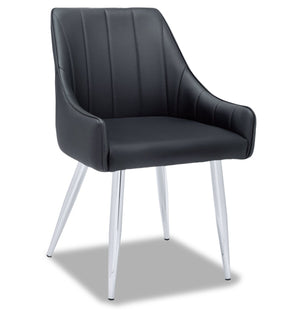 Eliza Dining Chair with Vegan-Leather Fabric, Metal - Black