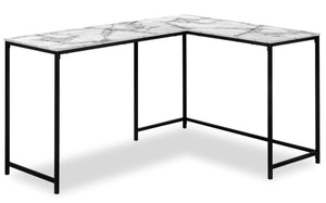 Karter L-Shaped Corner Desk - White Marble-Look 