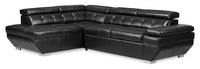 Element 2-Piece Left-Facing Faux Leather Sectional with Adjustable Headrests and USB Port - Black 