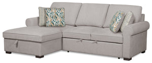 Scott Living Haven 2-Piece Left-Facing Chenille Fabric Sleeper Sectional with Storage Chaise - Grey