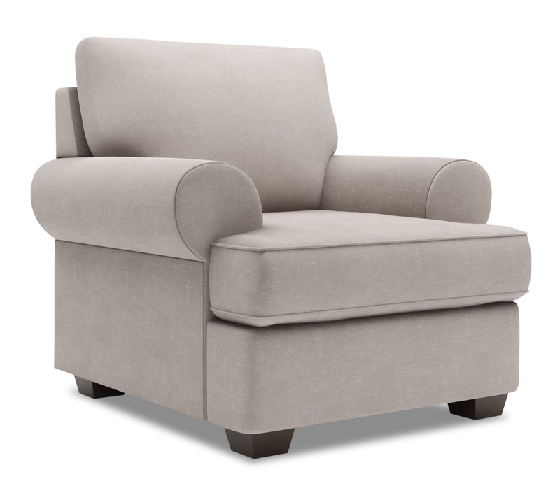 Made in Canada Sofa Lab Customizable Roll 42\" Linen-Look Fabric Chair with Rolled Arms - Pax Slate Grey