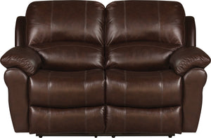 Kobe Genuine Leather Power Reclining Loveseat - Brown 