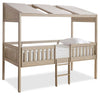 Colt Loft Bed with Roof, Guardrail & Ladder for Kids, Natural - Twin Size