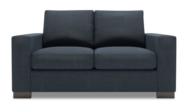 Made in Canada Customizable Sofa Lab Track  62\" Linen-Look Fabric Loveseat with Track Arms - Luna Sailor Blue