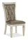 Tyra Dining Chair with Vegan-Leather Fabric, Button Tufted - Silver/Champagne