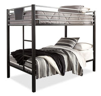 Jett Bunk Bed with Ladder & Guard Rail for Kids, Metal, Black & Grey - Twin/Twin 