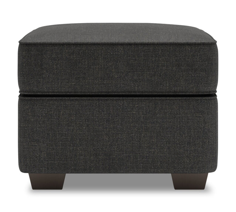 Made in Canada Customizable Sofa Lab Roll 24\" Linen-Look Fabric Ottoman - Luna Kohl Grey
