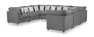 Scott Living Evolve Modular 8-Piece Linen-Look Fabric Sectional with Feather Down Cushions - Charcoal Grey