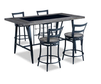 Lars 5pc Counter-Height Dining Set with Table & 4 Chairs, Metal, Trestle-Base, 69