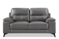 Sasha Genuine Leather Loveseat - Grey 